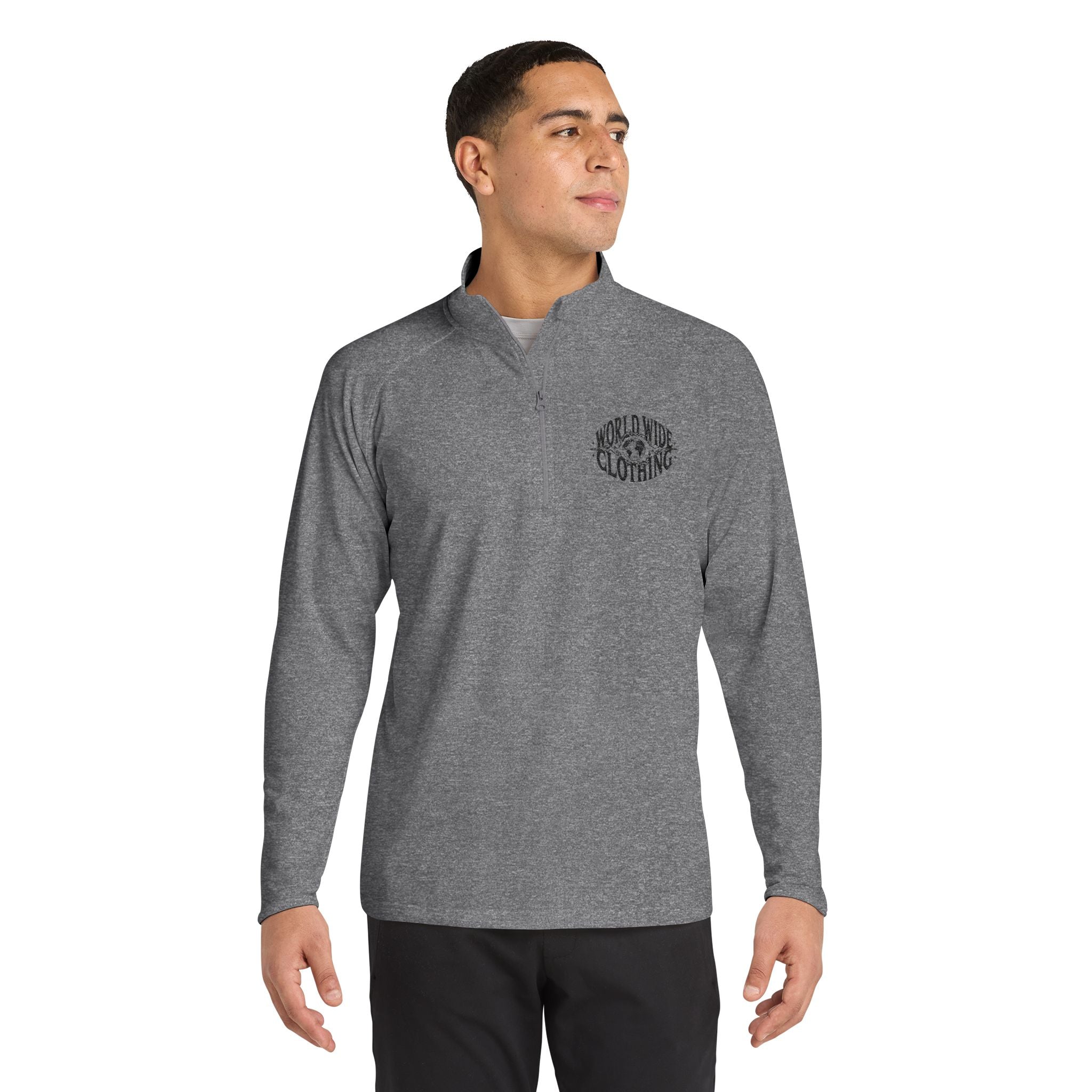 Embroidered Quarter-Zip Pullover — Retro Surf Logo